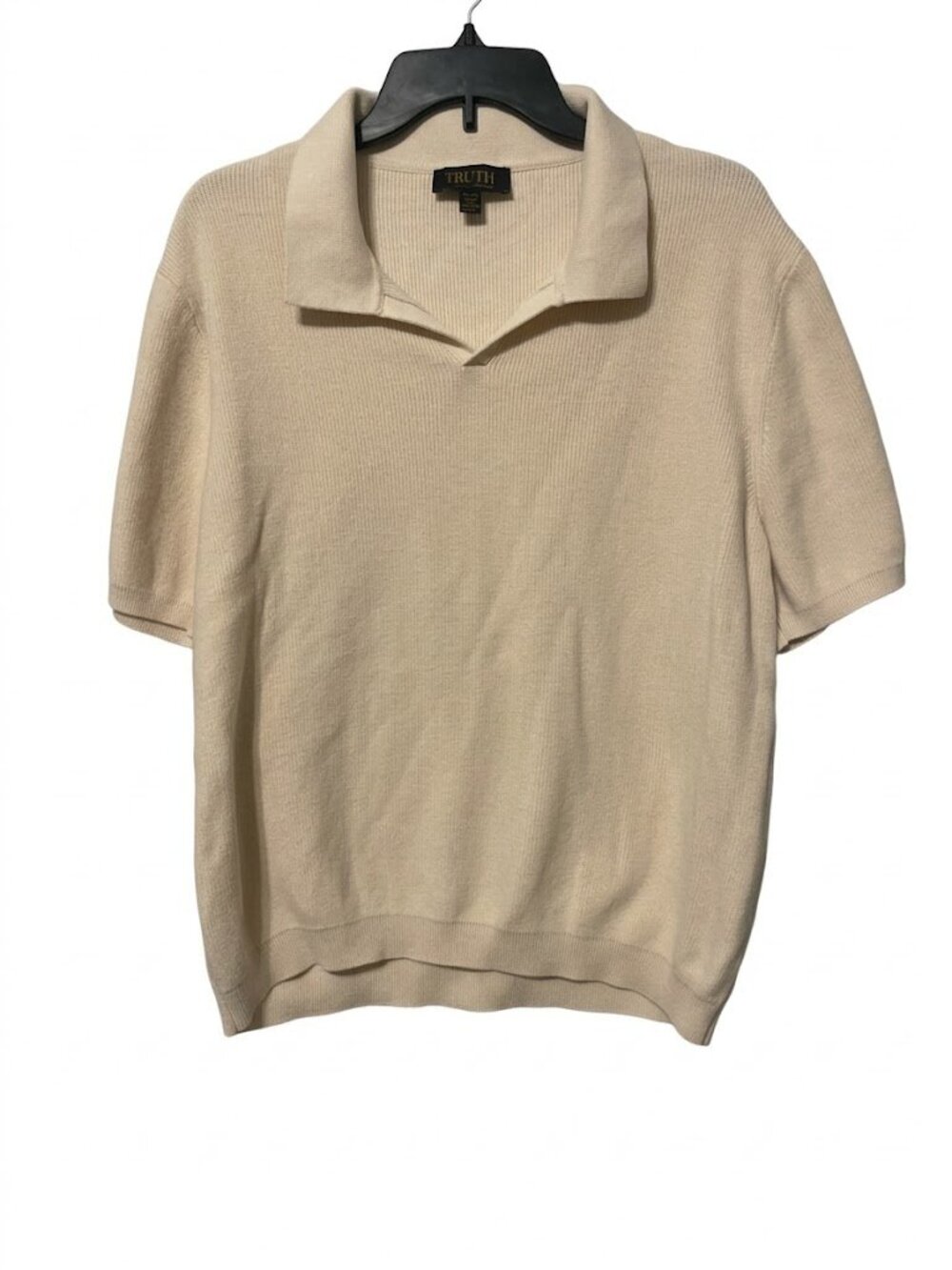 Truth by Republic XL Cream Knit Polo Shirt 100% Cotton Quiet Luxury Sweater Top